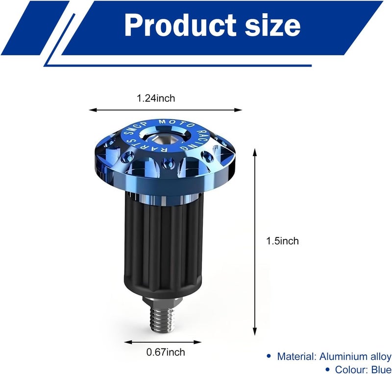 Merdege 2 PCS Motorcycle Bar End Plug, Aluminum Alloy Handlebar Grip End Caps for Electric Car Scooters, Off-Road Motorcycles (Blue) - Image 2